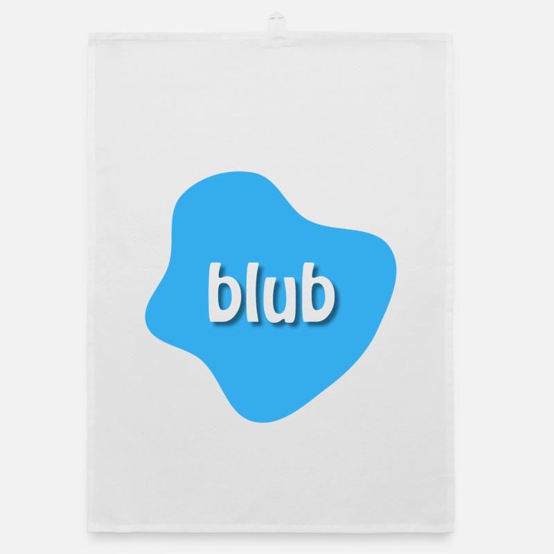 Text "blub" auf blauem Fleck, Klecks Organic Geschirrtuch