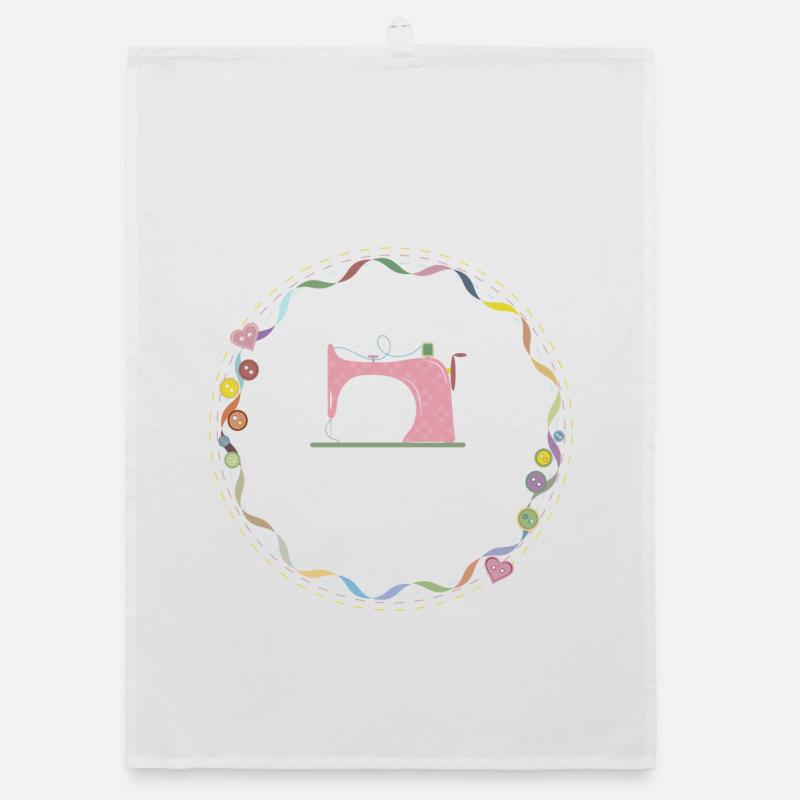 machine à coudre colorée nostalgique avec boutons Torchon bio