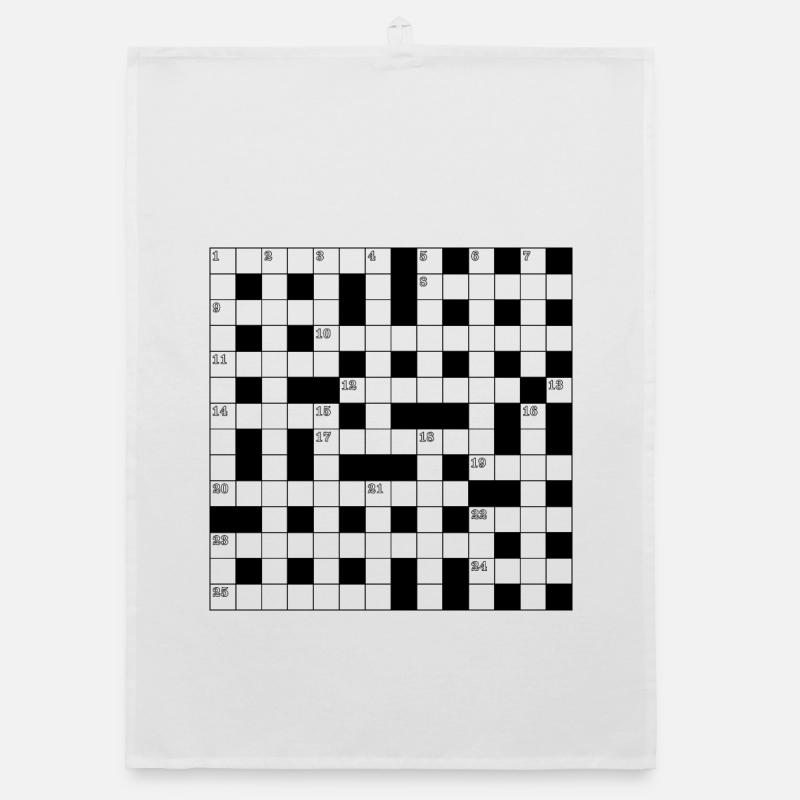 Retro Black White Crossword Puzzle Pattern Organic dish towel