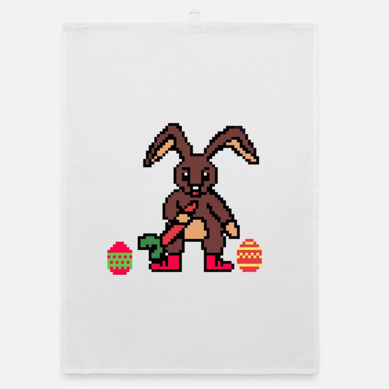 Cute Easter Bunny Pixel Art Organic dish towel