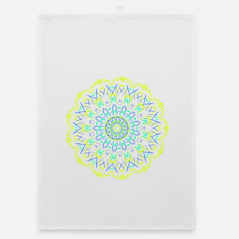 Luminous Mandala Neon Design Organic dish towel