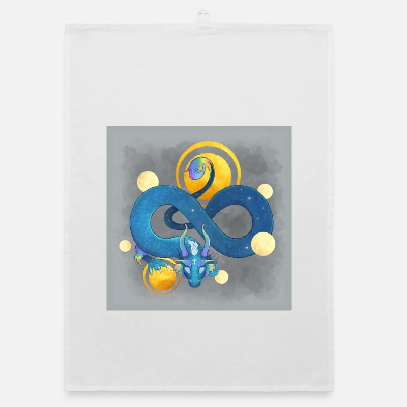 Blue Ink Spirits Poster - Regenbogenblauer Drache Organic Geschirrtuch