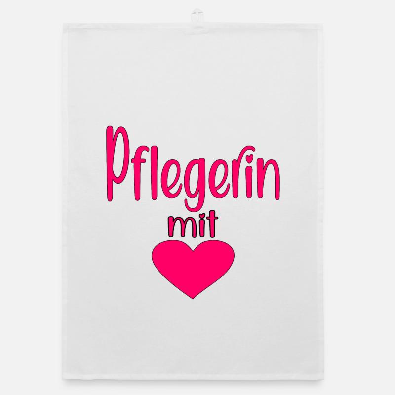 Pflegerin - Herz Symbol - Pflegefachfrau - DANKE - Organic Geschirrtuch - Weiß