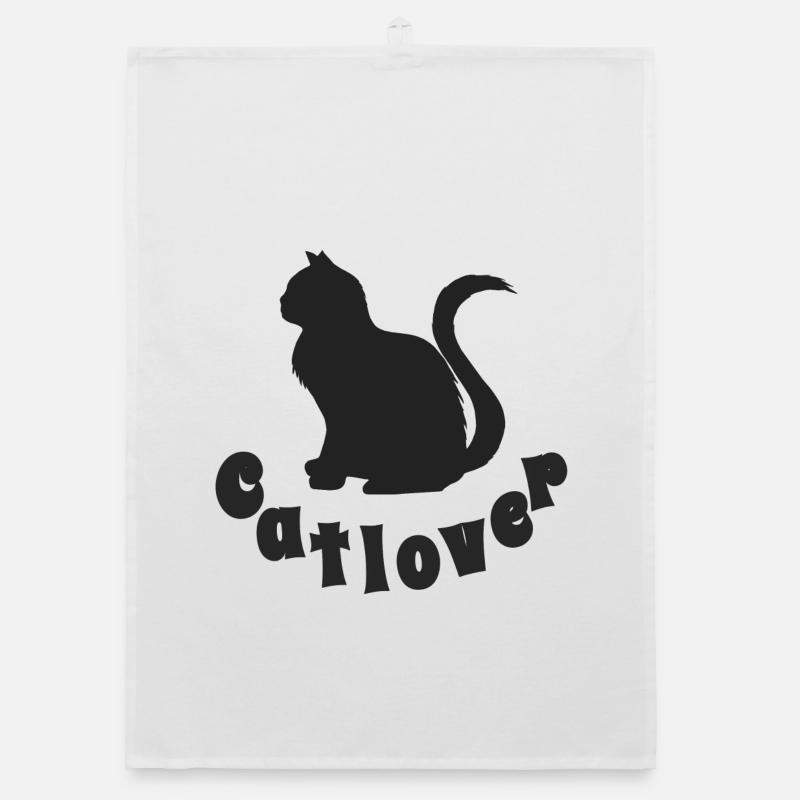 Catlover, Silhouette, Typographie, Samtpfote Organic Geschirrtuch