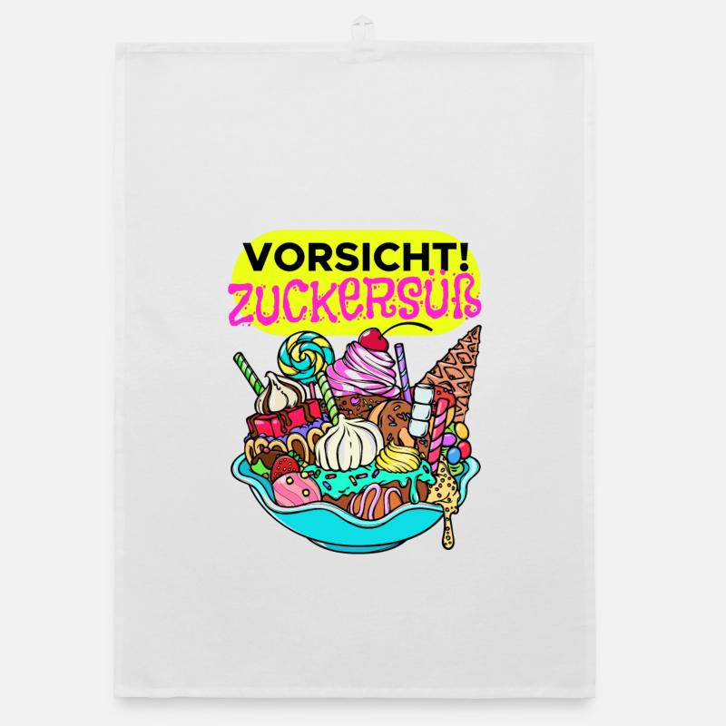 Naschkatzen Konditor Cupcake Statement Süßigkeiten - Organic Geschirrtuch - Weiß