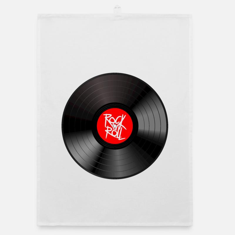 Rock 'n' Roll Vinyl: Ein Statement T-Shirt - Organic Geschirrtuch - Weiß
