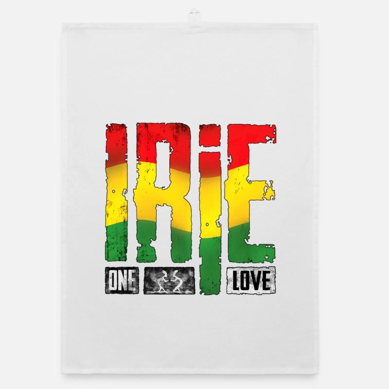 Vibrantes Reggae-Design mit Regenbogenfarben - Organic Geschirrtuch - Weiß