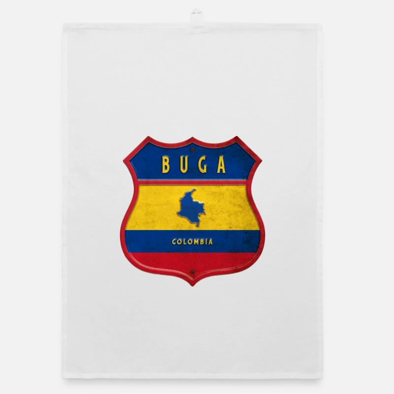 Buga Kolumbien Wappen Design Organic Geschirrtuch