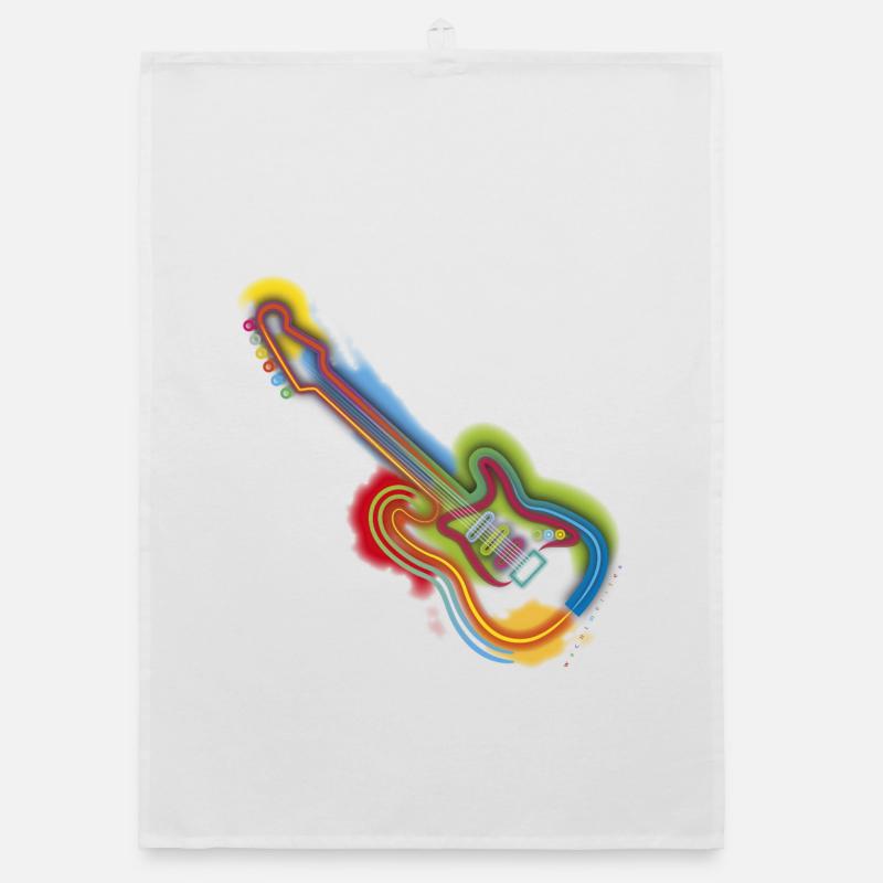 Guitare Pop Art - Torchon bio - blanc