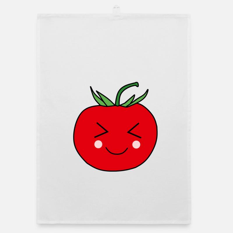 Cadeau de design de visage de tomate mignon Torchon bio