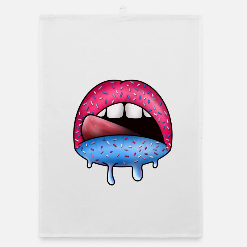 Art goutte néon Sugar Lips - Torchon bio - blanc