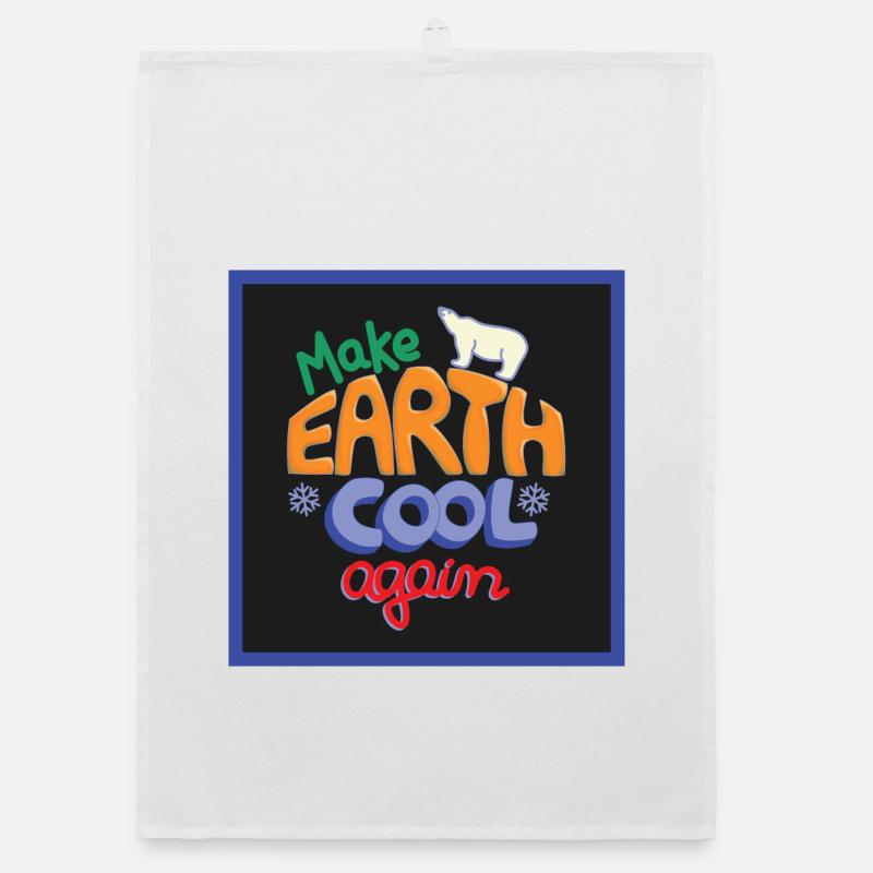 Make Earth Cool Again! black Organic dish towel