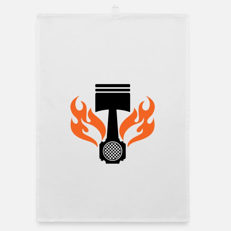 Flaming Piston - Car Auto Racing - Car Auto Window Torchon bio