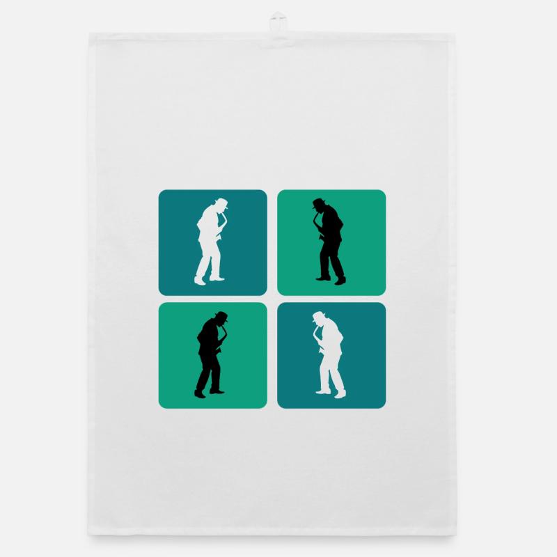 Saxophone Design - Organic Geschirrtuch - Weiß