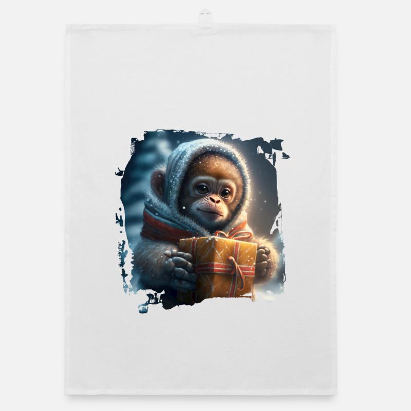 Winterlicher Orangutan Geschenk Organic Geschirrtuch