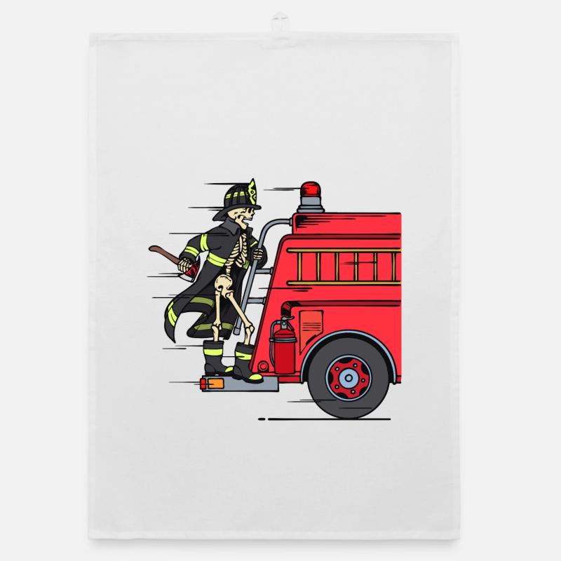 Fire Engine Firefighter Firefighter Rescuer Organic dish towel