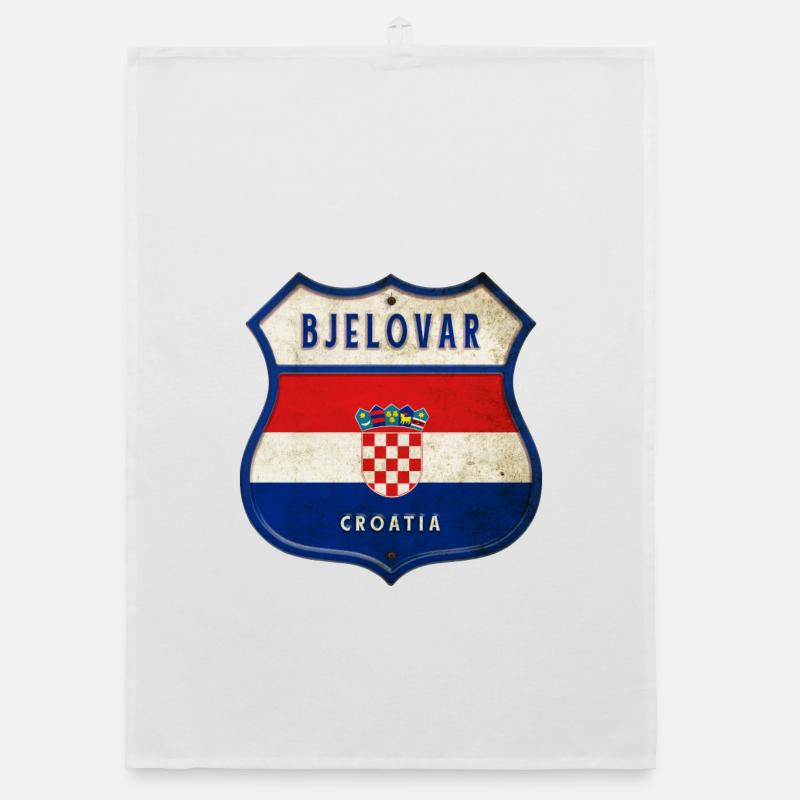 Bjelovar Croatia flag crest design Organic dish towel
