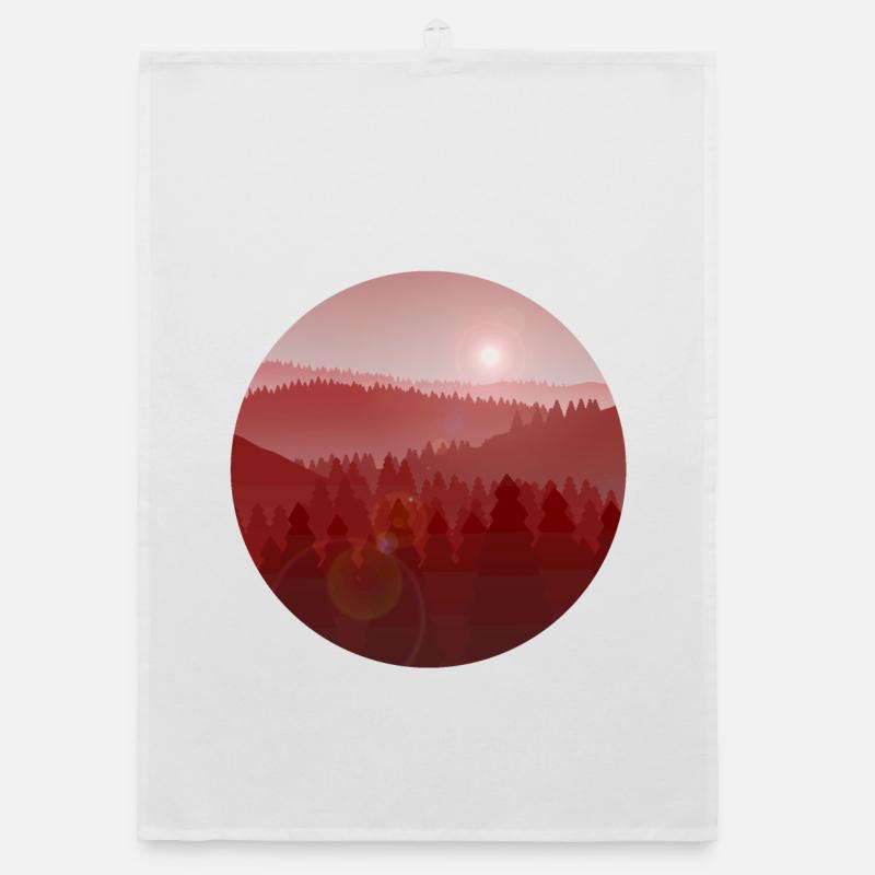 Sunset in pine forest Organic dish towel
