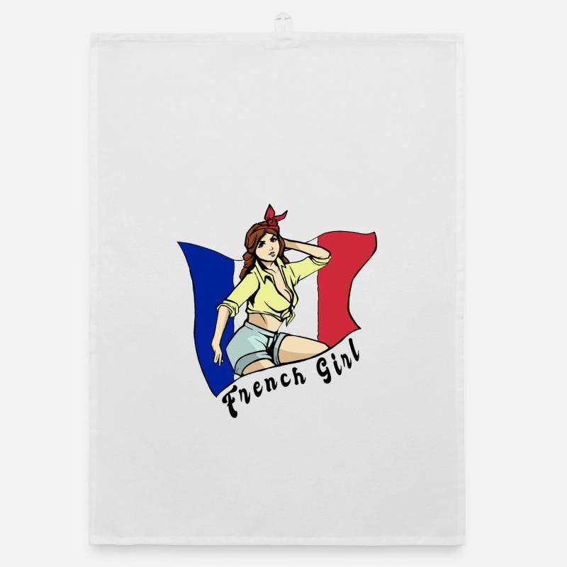 Frankreich Mädchen Flaggen Design Organic Geschirrtuch