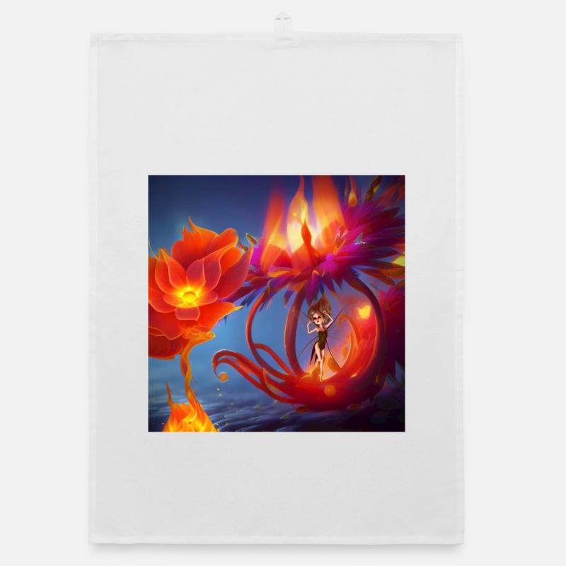 La fleur de feu toujours fleurissante de fée. Torchon bio