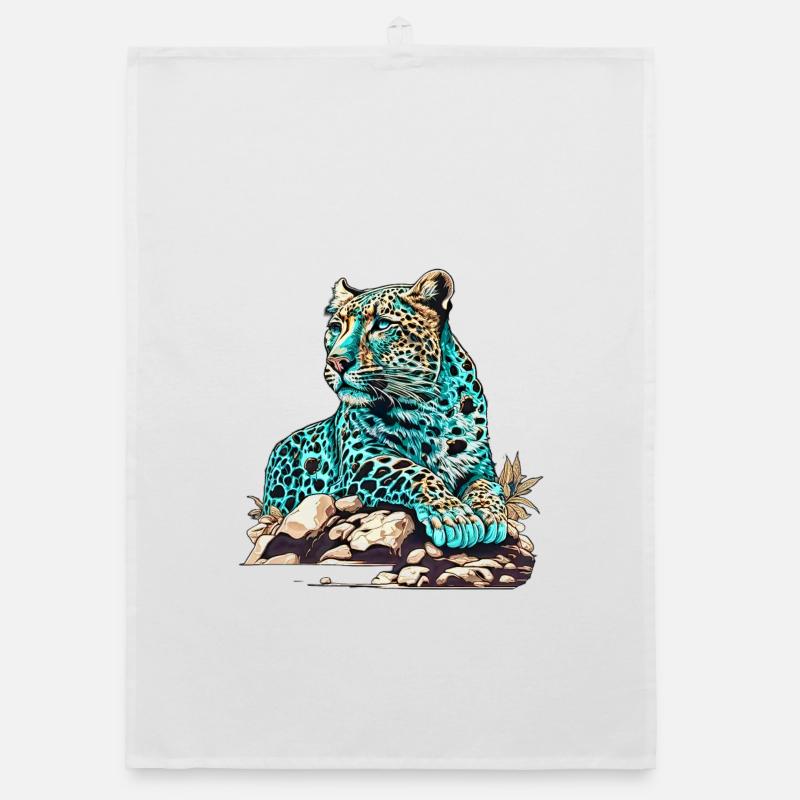 Leopard lying in wait Organic dish towel