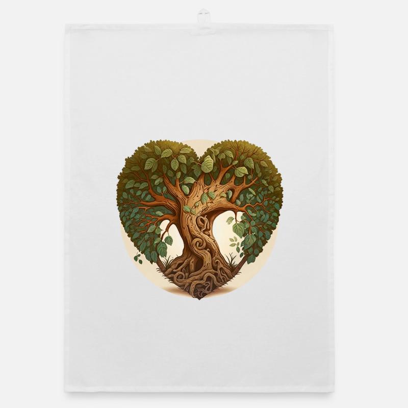 Baum in einer Herzform, Herzbaum mit Hintergrund Organic Geschirrtuch