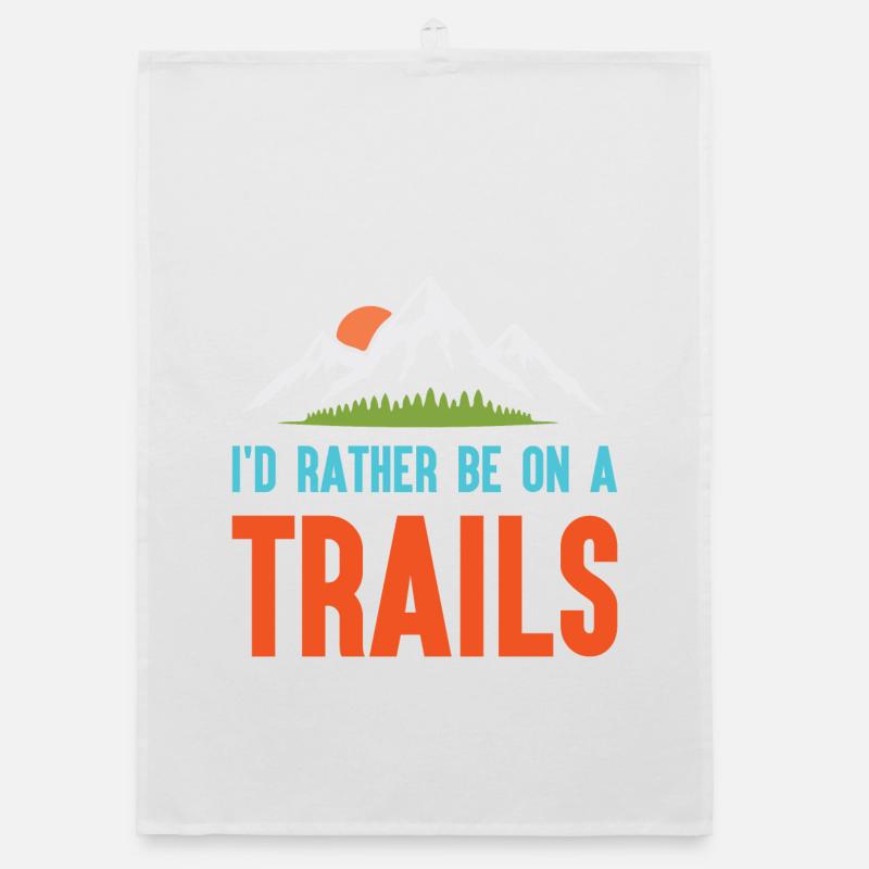 Mountains - I'd Rather Be on a Trail Organic dish towel