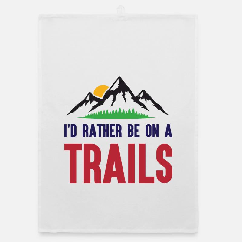 Berge - Ich bin lieber auf einem Trail - Organic Geschirrtuch - Weiß