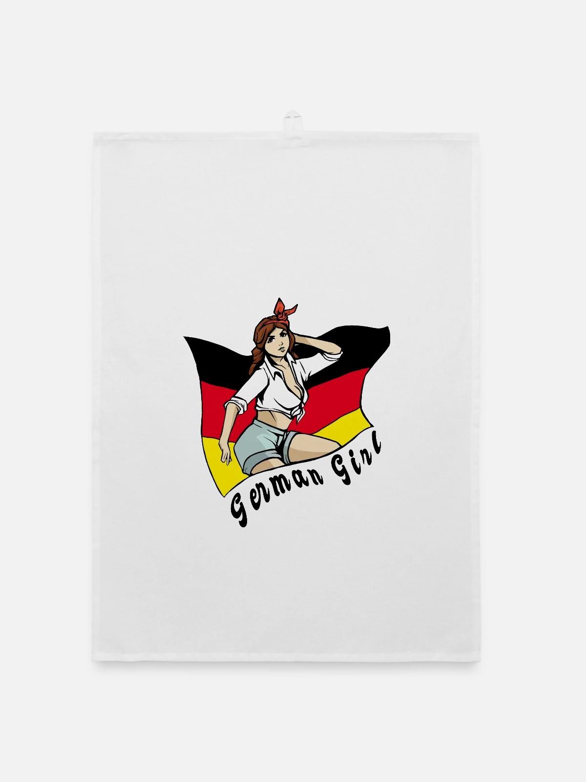 Deutschland Mädchen Flaggen Design - Organic Geschirrtuch - Weiß - Vorne