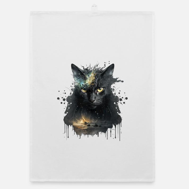 Chat noir dans la conception de l’espace Torchon bio