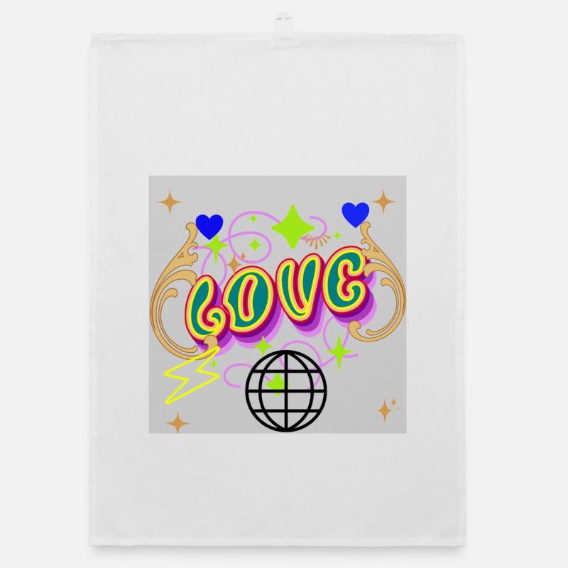 Psychedelic Love & Lightning Design Organic dish towel