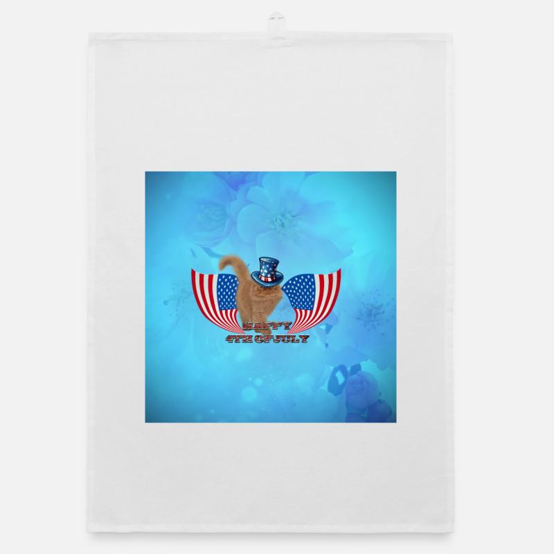 Joyeux 4 juillet avec un chat mignon Torchon bio