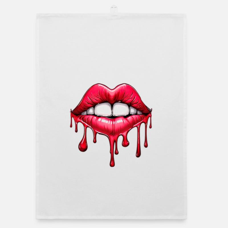 Lippen - Organic Geschirrtuch - Weiß