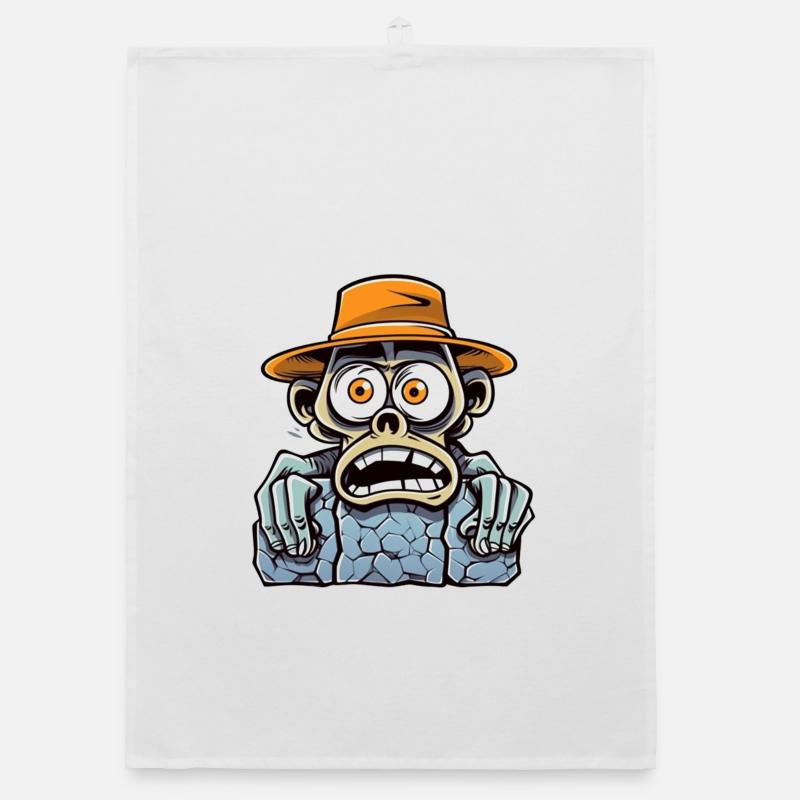 Dead explorer with hat and bone gaze Organic dish towel
