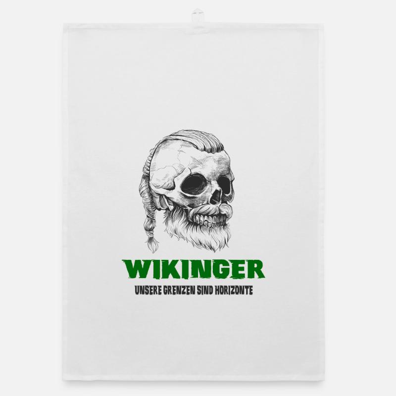 Wikinger Totenkopf Design Organic Geschirrtuch