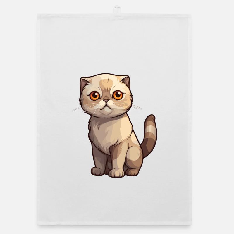 Bad-tempered Scottish Fold kitten Organic dish towel