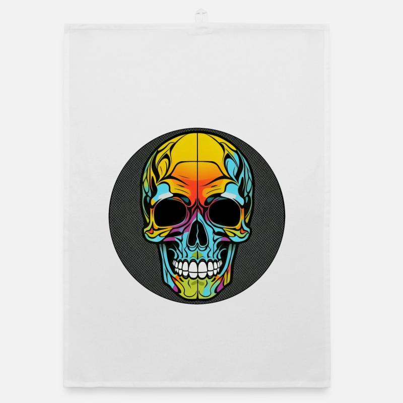 Skull bunt mit rand Organic Geschirrtuch