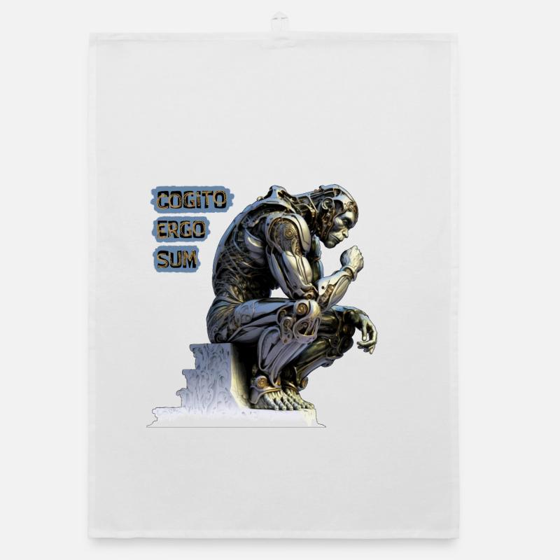 Cogito 02 - Cyborg Thinker Cogito Ergo Sum Organic dish towel