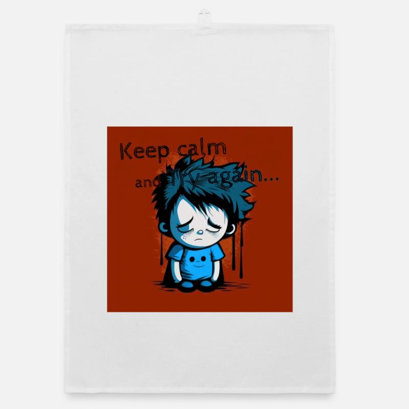 Geek - Keep calm and try again 01 - Organic dish towel - white