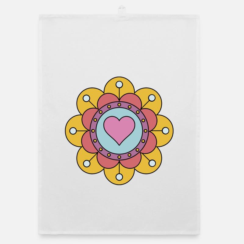 Cute Funky Hippie Boho Flower Organic dish towel