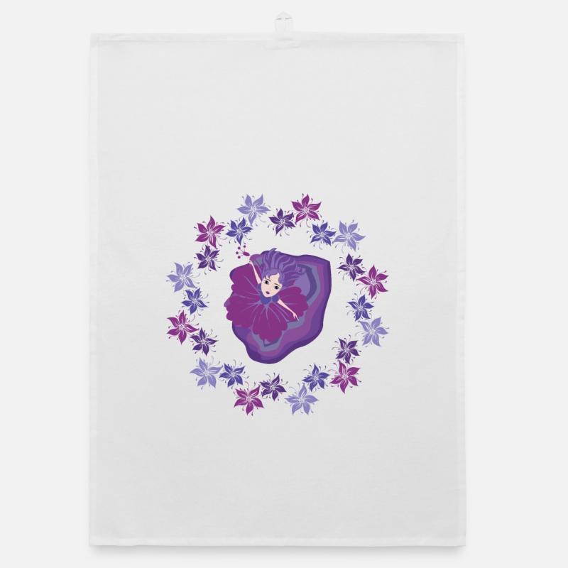 Fantasy Dancer with Lavender Flower Organic dish towel