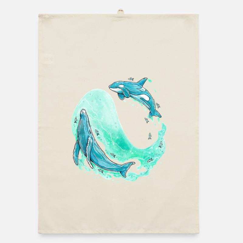 Whale Wave Organic dish towel