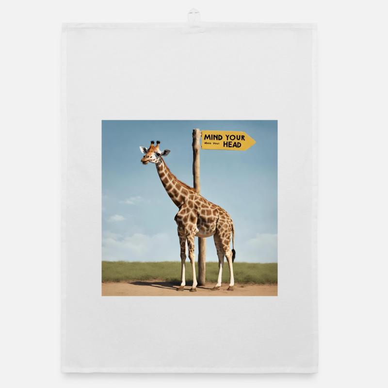 Giraffe Meme ''Mind your Head'' - Printflow Torchon bio