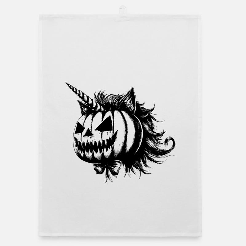 Halloween Einhorn Katze - Organic Geschirrtuch - Weiß