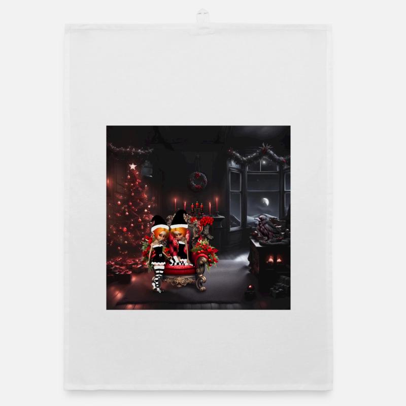 Mignons petits elfes noirs Torchon bio