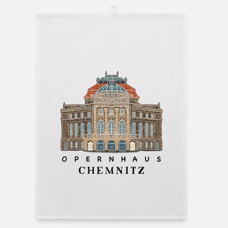 Chemnitz Opera House, Germany Drawing Organic dish towel