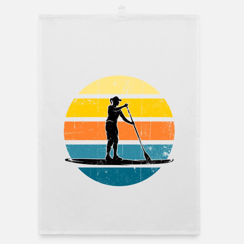 Sunset Paddleboard Silhouette Organic dish towel