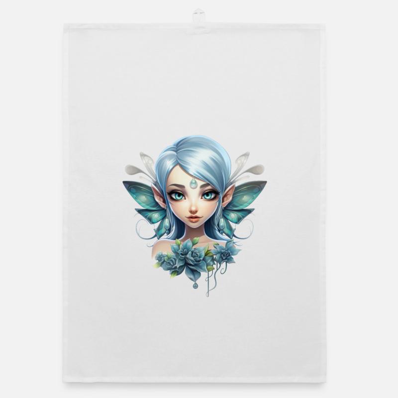 Fée des Fleurs avec Pierre Précieuse – Fantasy Design Torchon bio