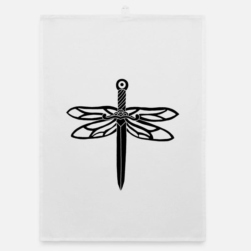 épée noire et ailes de libellule Torchon bio