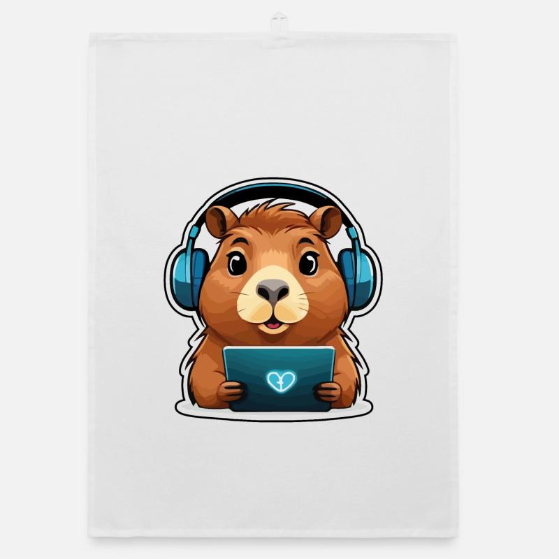 Capybara avec ordinateur Torchon bio